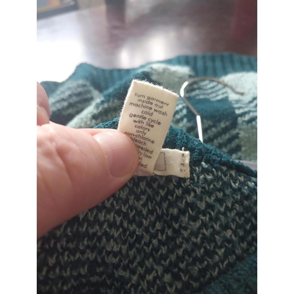 FULL TILT Wavy Checker Sweater Large Green  Y2K 90s Retro Size Medium - Picture 5 of 9